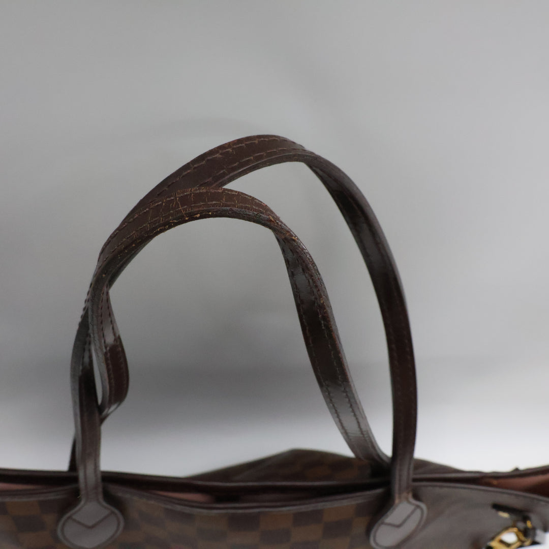 Louis Vuitton Brown Damier Neverfull MM Handbag W/ Clutch Pouch