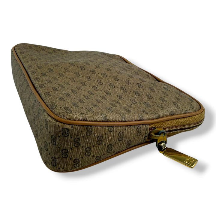 Gucci Canvas GG Supreme Beige Clutch Pouch Bag