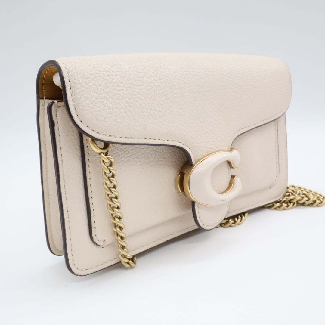 Coach Tabby Wallet On Chain Cream Leather Handbag
