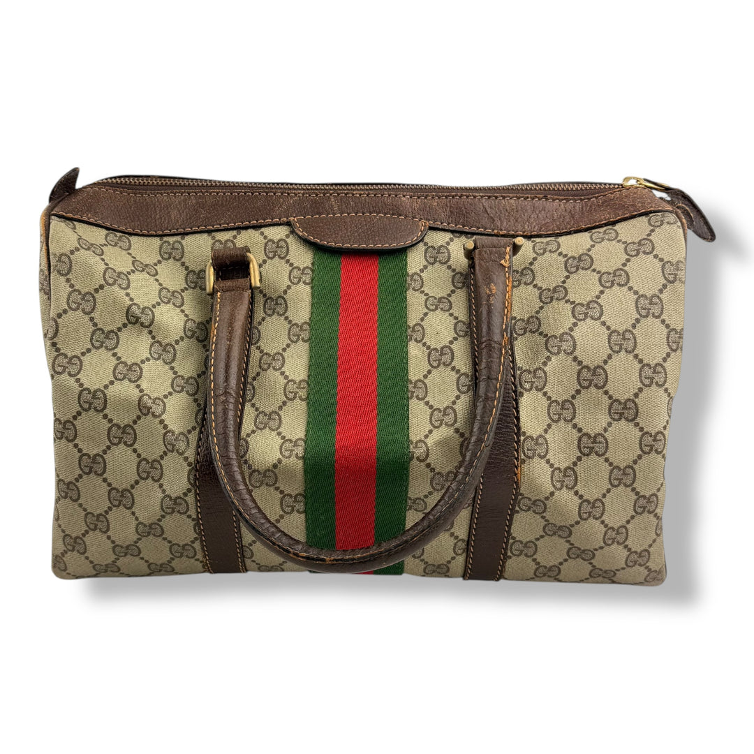Gucci Beige GG Monogram Boston Canvas Bag