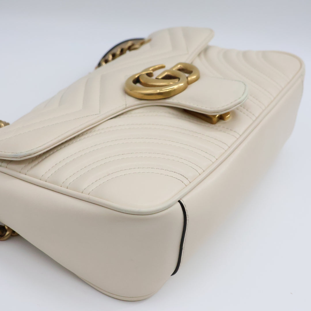 Gucci GG Marmont White Leather Small Handbag