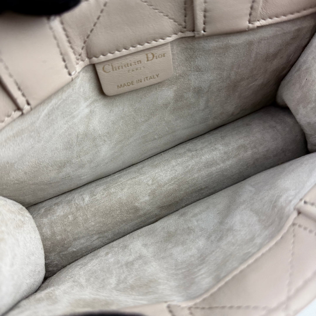 Mini Dior Book Tote Desert Taupe Macrocannage Calfskin