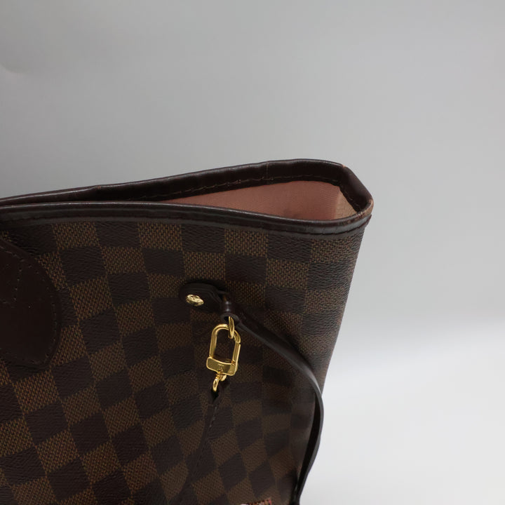 Louis Vuitton Brown Damier Neverfull MM Handbag W/ Clutch Pouch