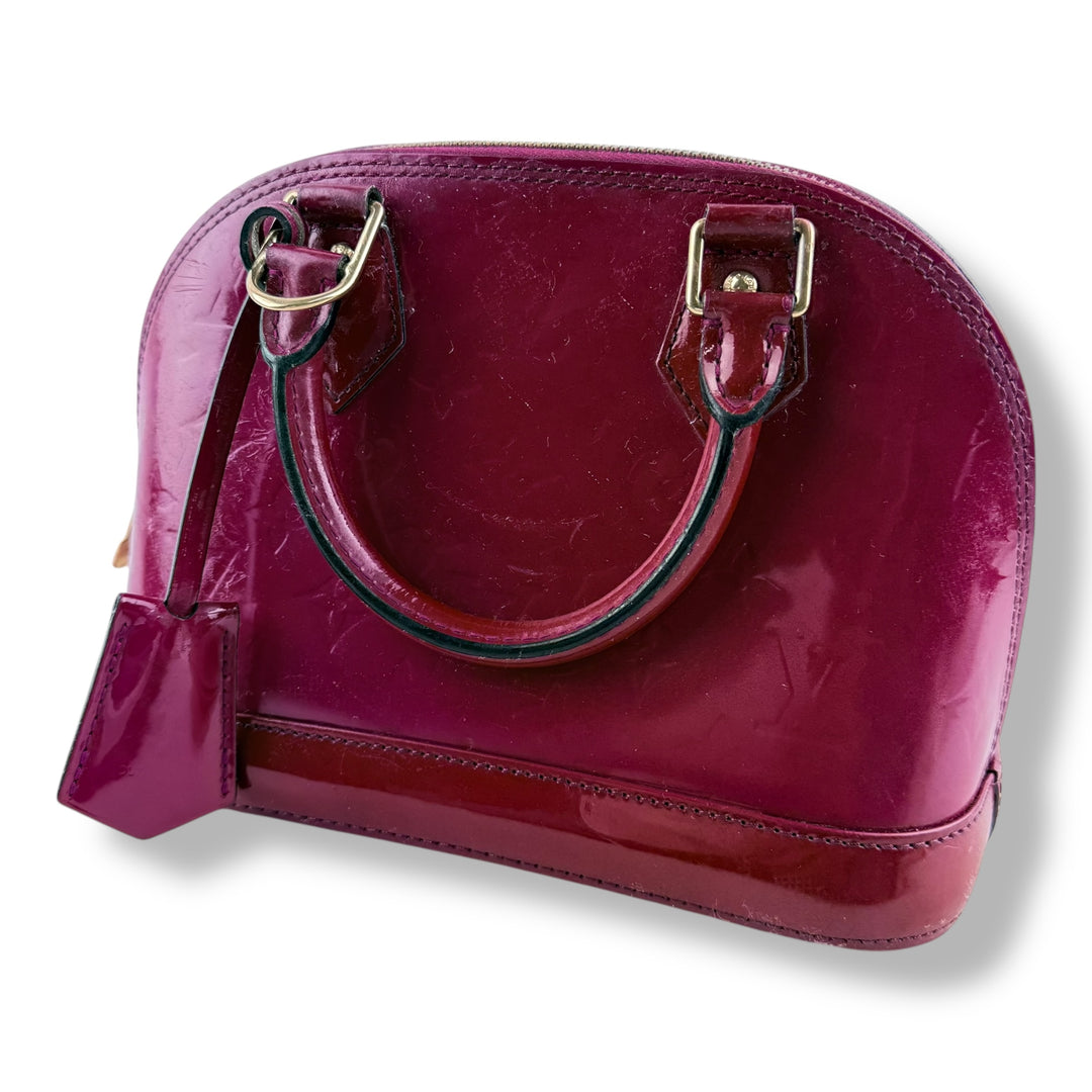 Louis Vuitton Alma BB Vernis Red Monogram Handbag