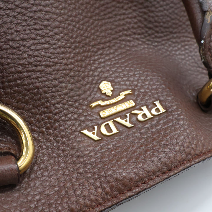 Prada Brown Vitello Tote Handbag