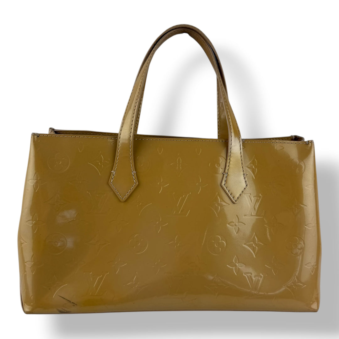 Louis Vuitton Vernis Wilshire PM Tote Bag Handbag Beige