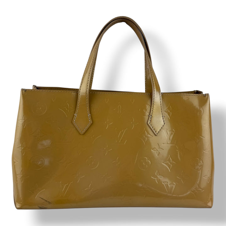 Louis Vuitton Vernis Wilshire PM Tote Bag Handbag Beige