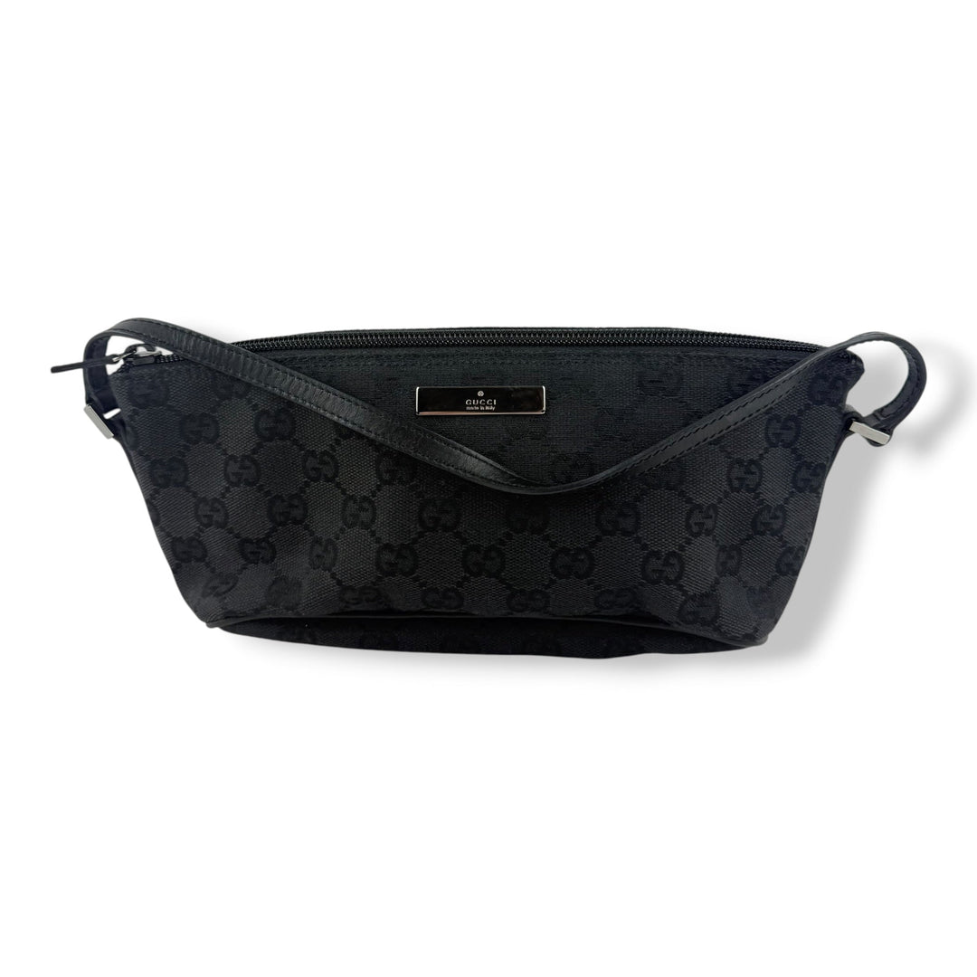 Gucci GG Supreme Black Boat Pochette Handbag