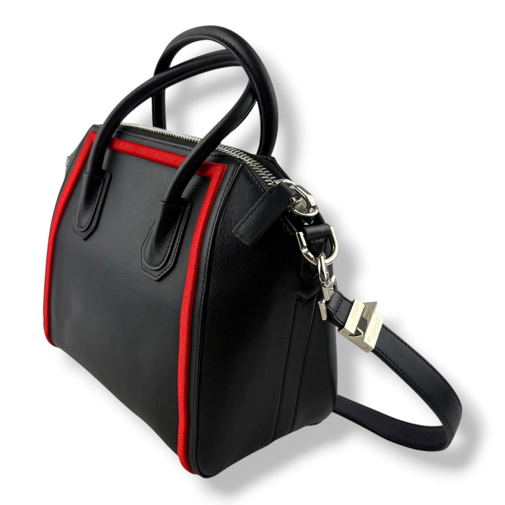 Givenchy Black/Red Calfskin Leather Antigona Mini Handbag
