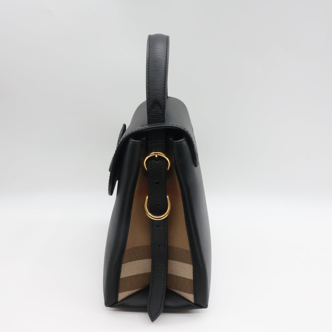 Burberry Black Grained Leather Camberley Top Handle Handbag