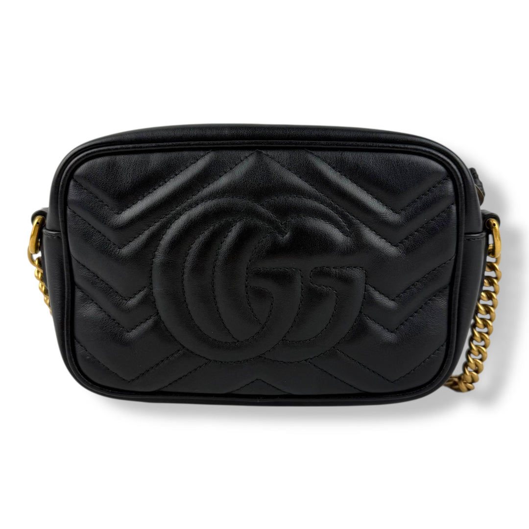 Gucci GG Black Mini Marmont Leather Handbag