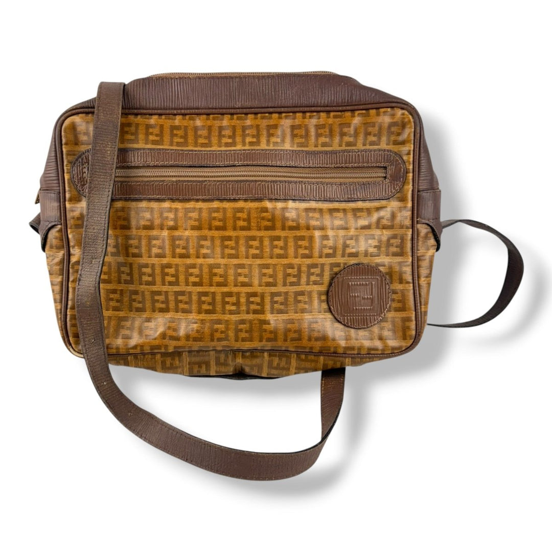 Fendi Beige Zucca Canvas Shoulder Handbag - Lux Central