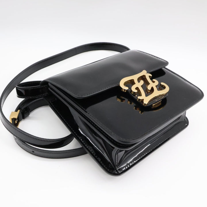 Fendi Black Patent Leather Karligraphy Crossbody Bag - Lux Central