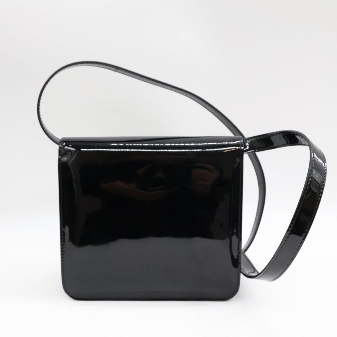 Fendi Black Patent Leather Karligraphy Crossbody Bag - Lux Central