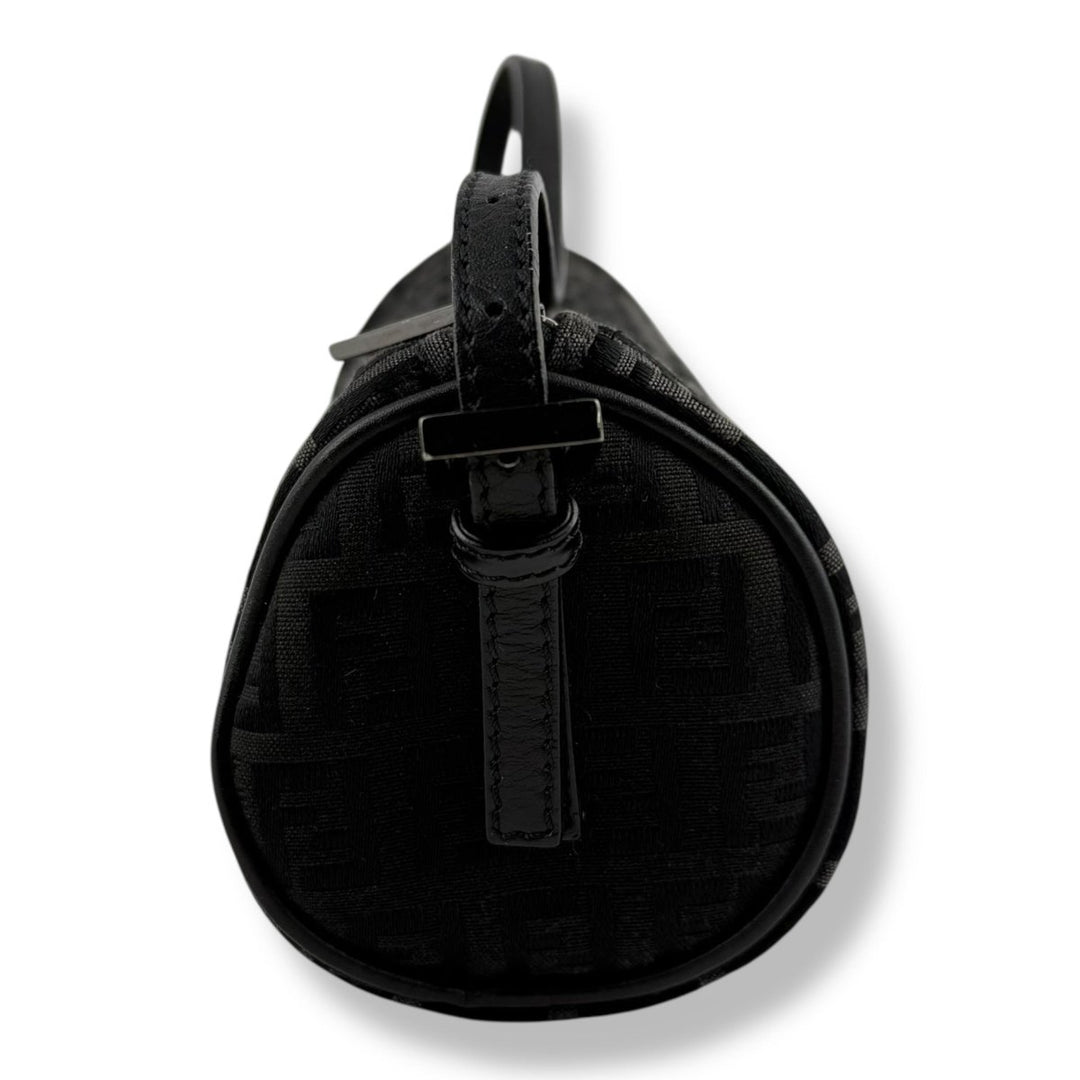 Fendi Black Zucchino Canvas Baguette Handbag - Lux Central