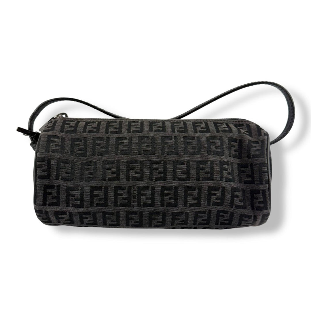 Fendi Black Zucchino Canvas Baguette Handbag - Lux Central