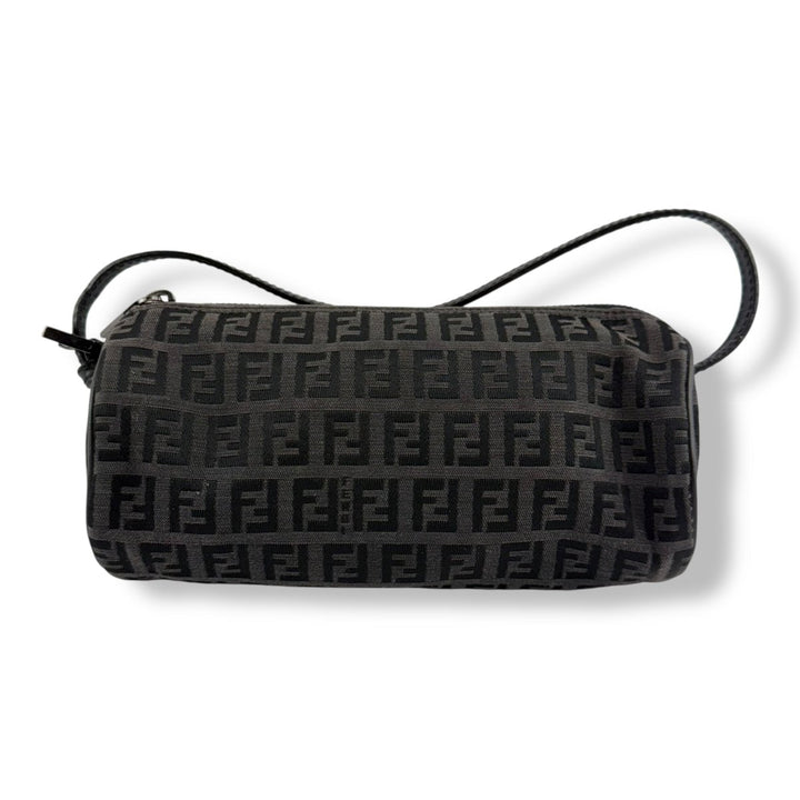 Fendi Black Zucchino Canvas Baguette Handbag - Lux Central