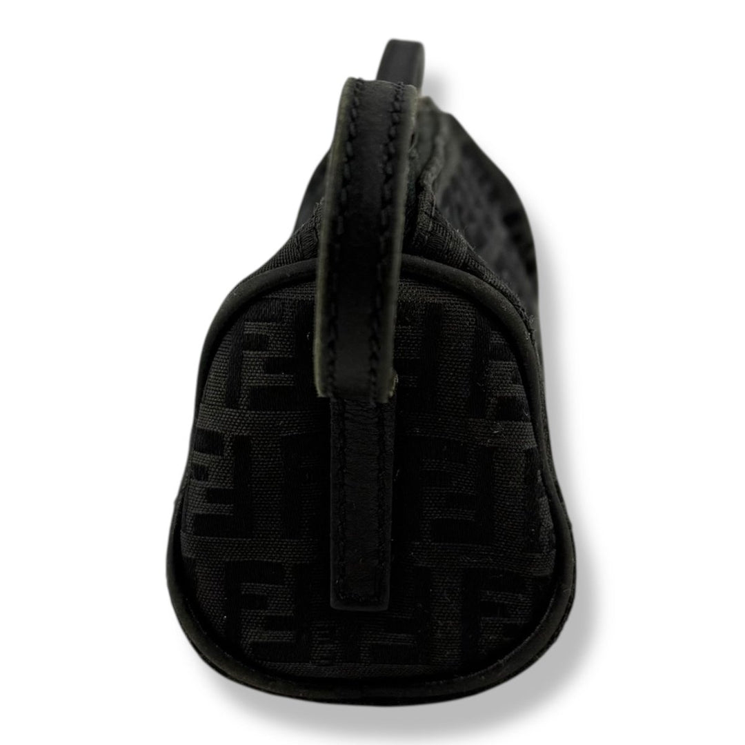 Fendi Black Zucchino Canvas Baguette Mini Handbag - Lux Central