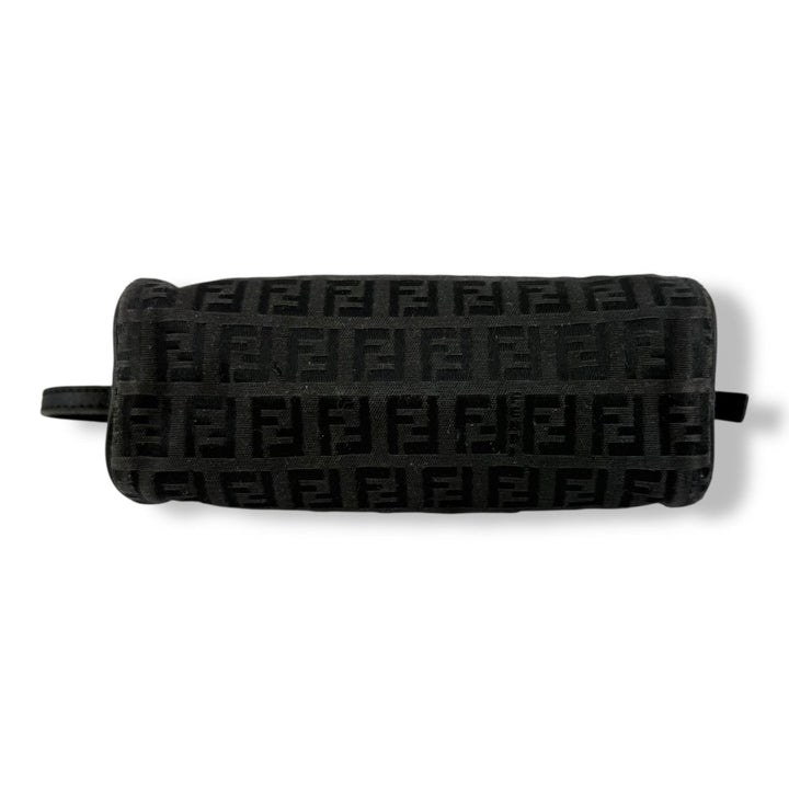 Fendi Black Zucchino Canvas Baguette Mini Handbag - Lux Central