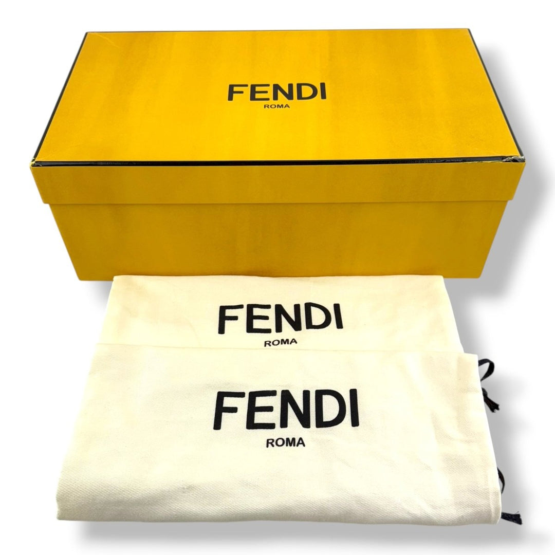 Fendi Brown Feel FF Jacquard Leather Sandals UK 4 / EU 37 - Lux Central