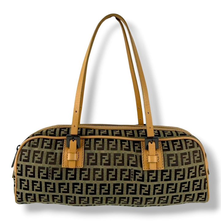 Fendi Brown Zucchino Baguette Barrel Handbag - Lux Central