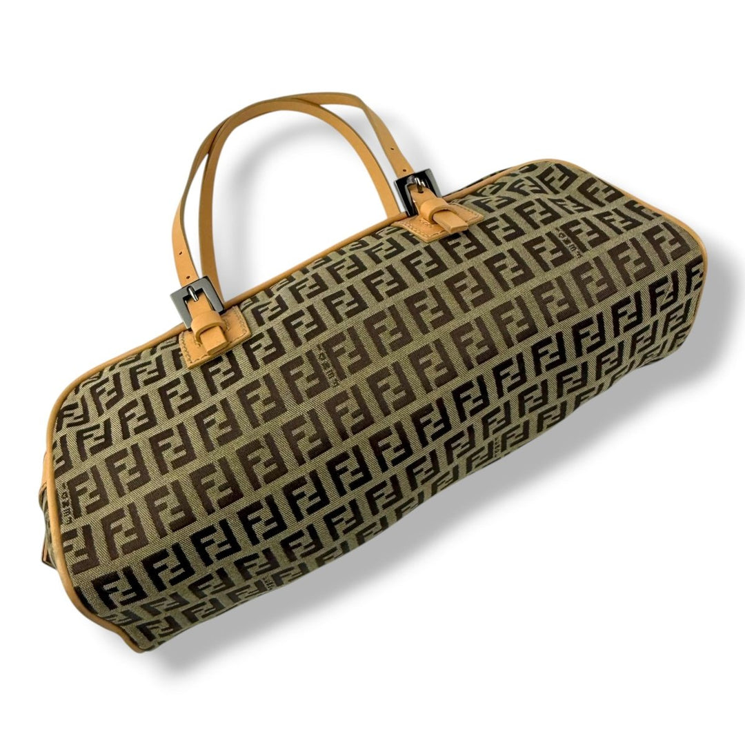 Fendi Brown Zucchino Baguette Barrel Handbag - Lux Central