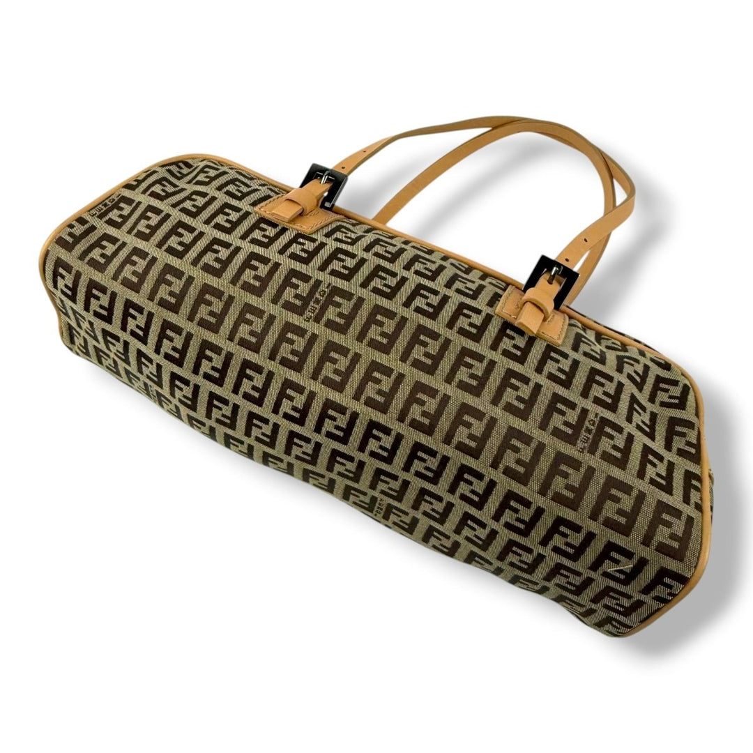 Fendi Brown Zucchino Baguette Barrel Handbag - Lux Central