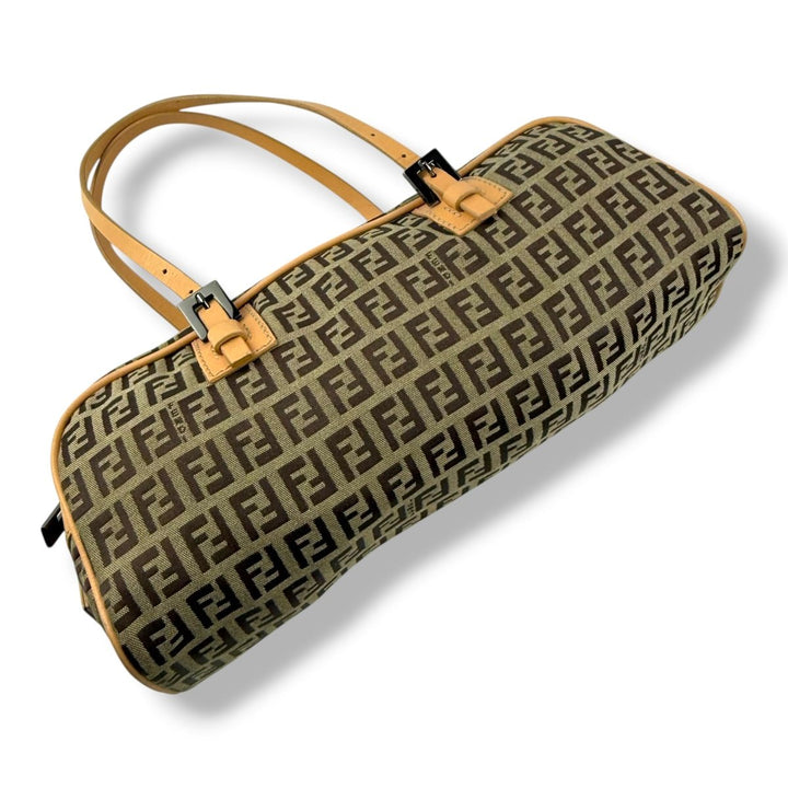Fendi Brown Zucchino Baguette Barrel Handbag - Lux Central