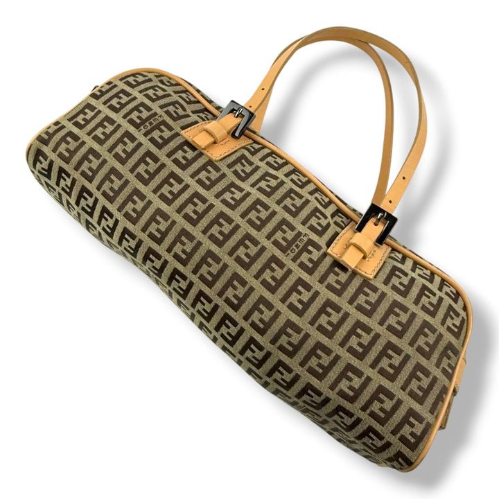 Fendi Brown Zucchino Baguette Barrel Handbag - Lux Central