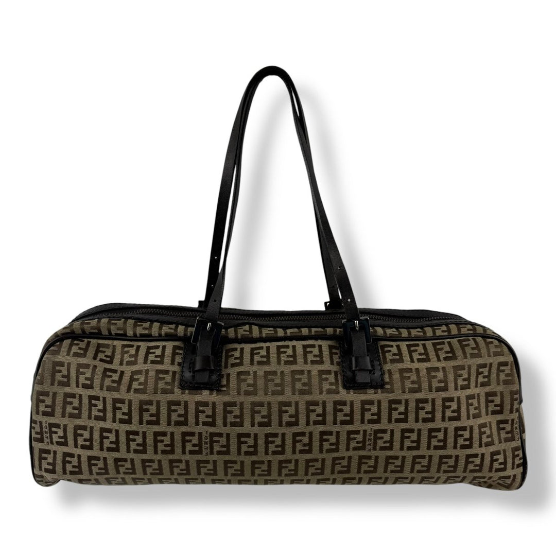 Fendi Brown Zucchino Baguette Barrel Handbag - Lux Central