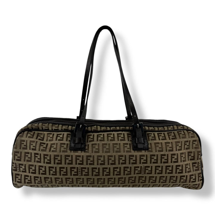 Fendi Brown Zucchino Baguette Barrel Handbag - Lux Central