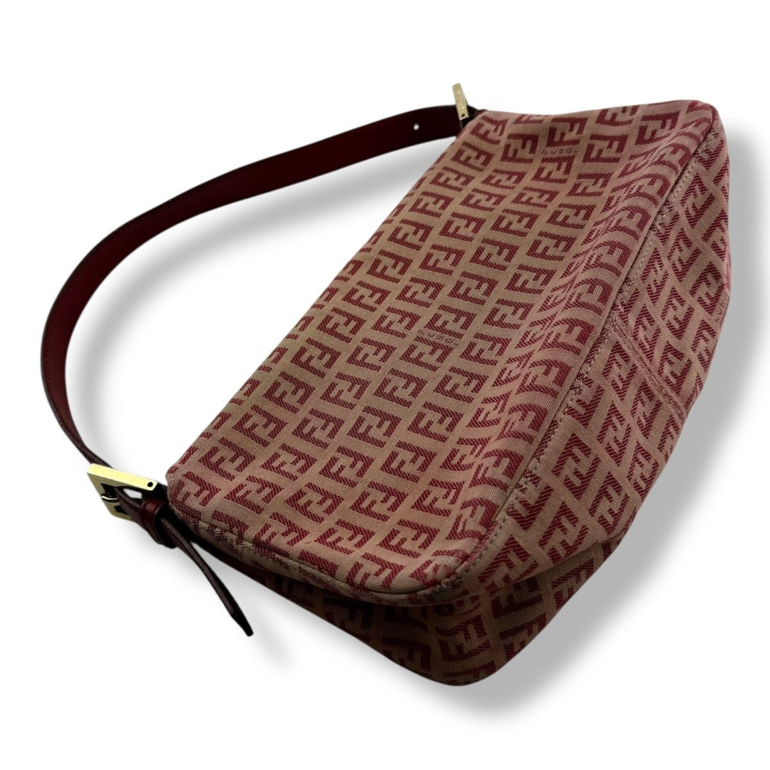 Fendi FF Baguette Zucchino Mamma Pink/Red Canvas Pochette Handbag - Lux Central