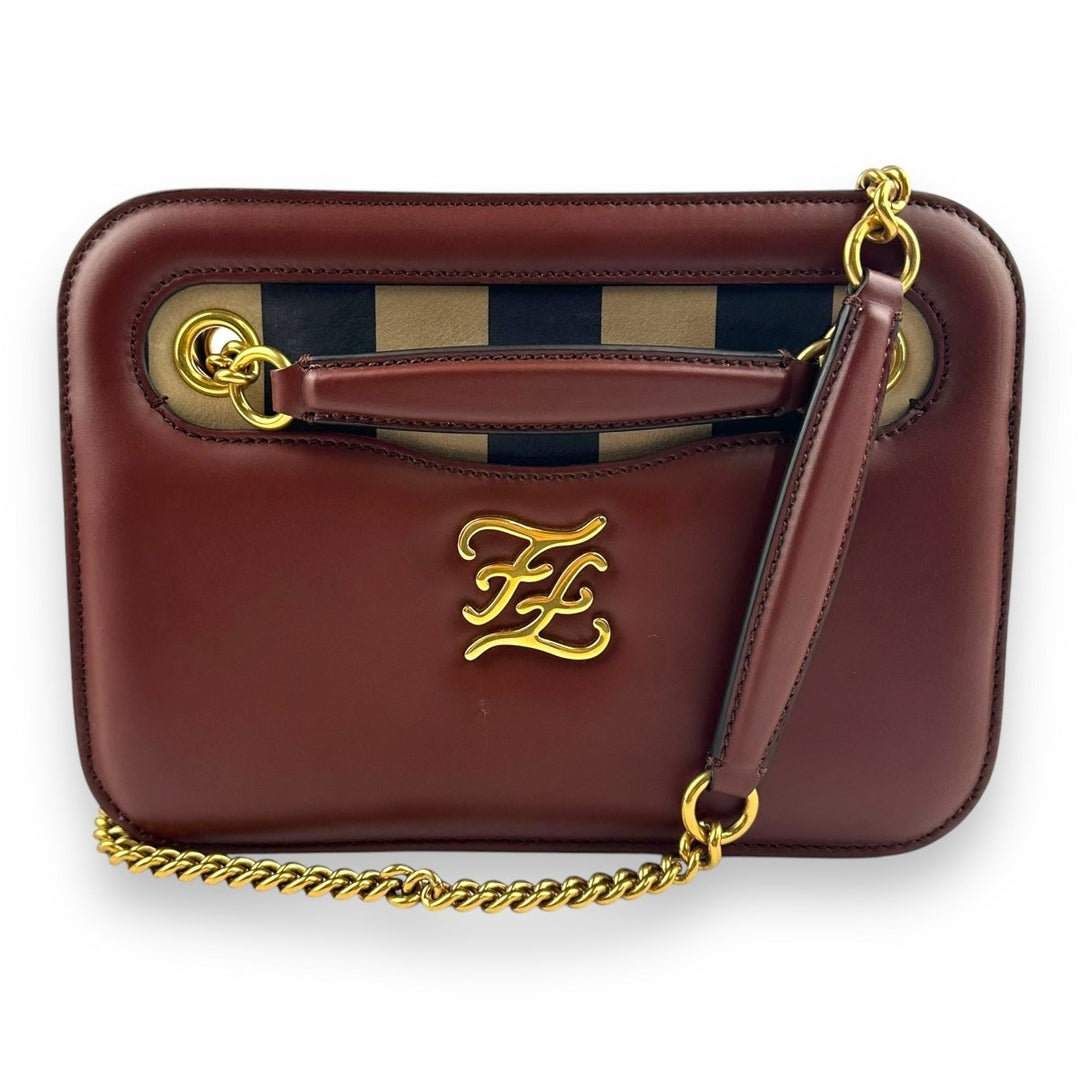 Fendi FF Karligraphy Tobacco Brown ShoulderHandbag - Lux Central