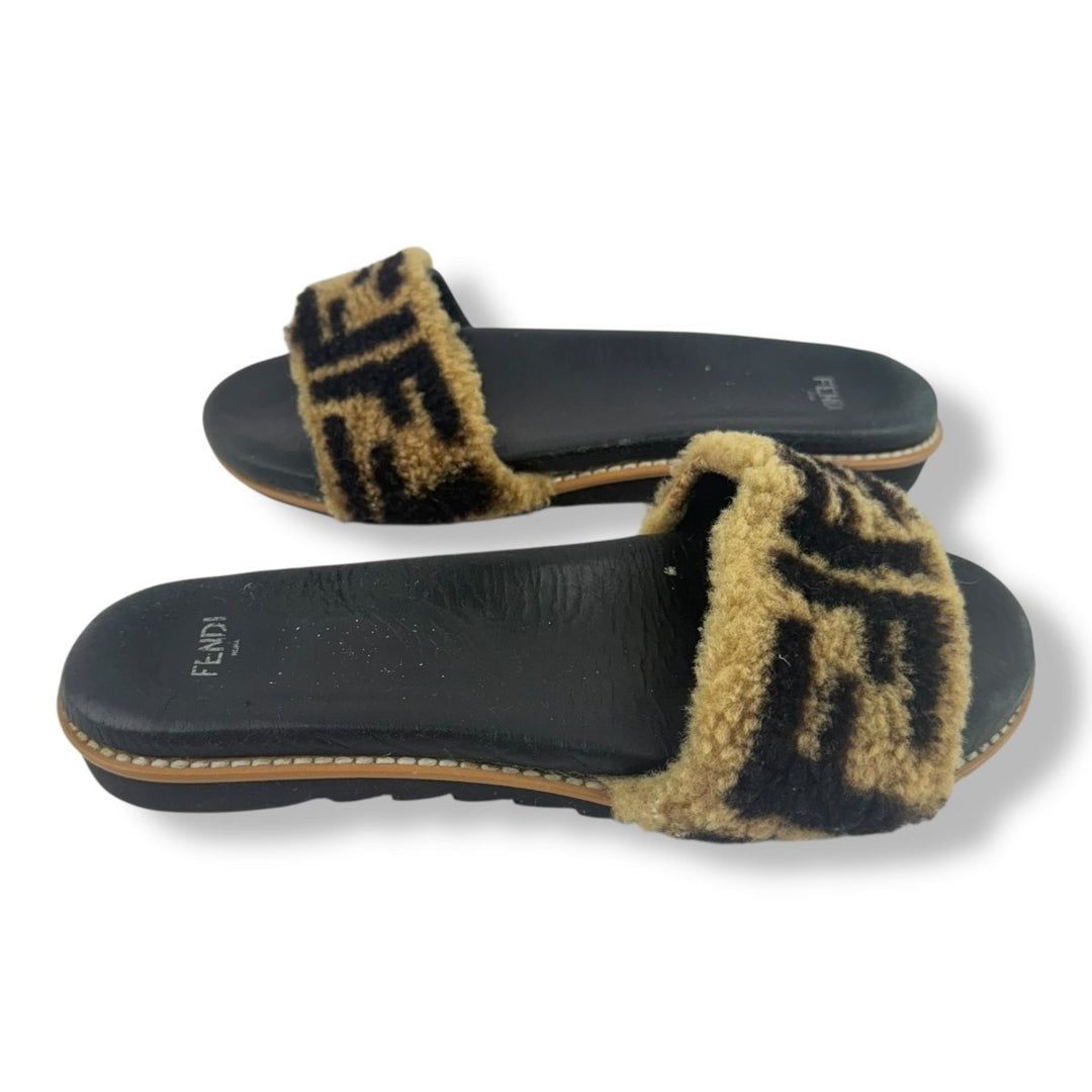 Fendi FF Leather Mules Black/Brown UK 5 / EU 38 - Lux Central