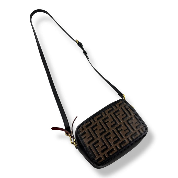 Fendi FF Monogram Brown/Black Camera Handbag - Lux Central