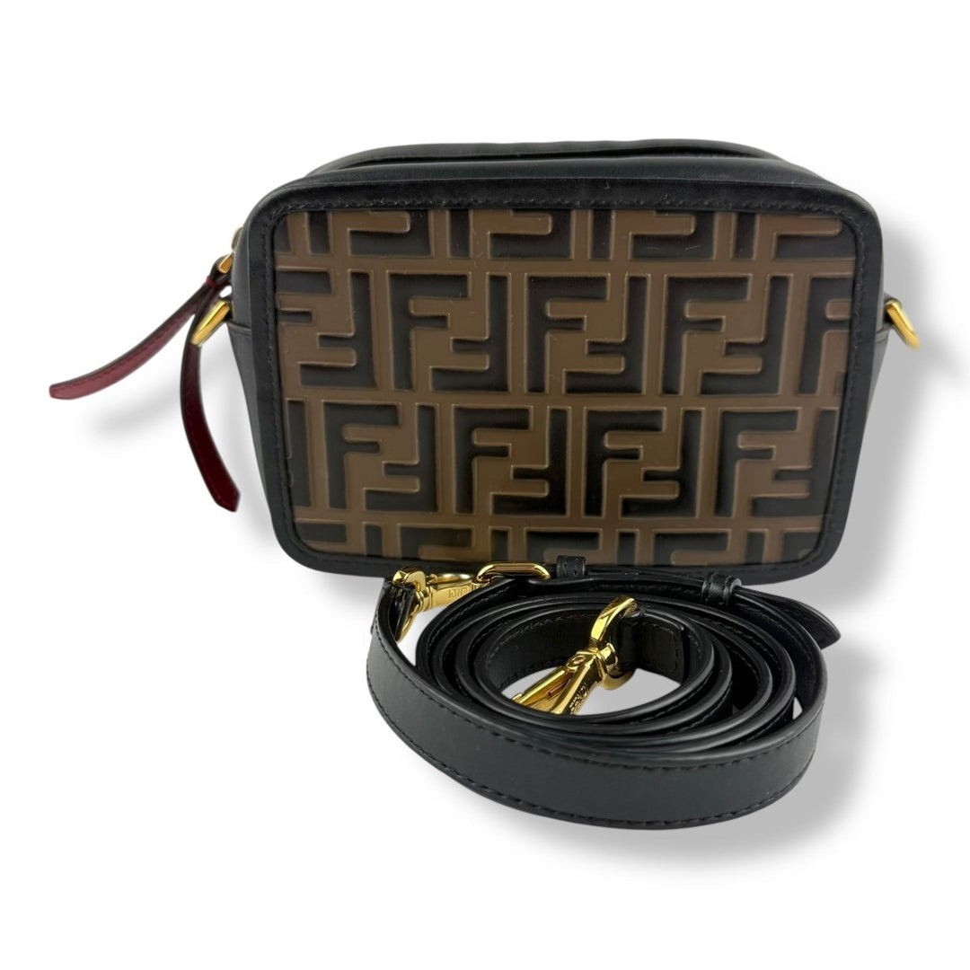 Fendi FF Monogram Brown/Black Camera Handbag - Lux Central