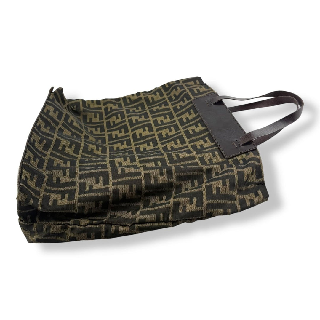 Fendi FF Monogram Zucca Brown Shoulder Tote Handbag - Lux Central