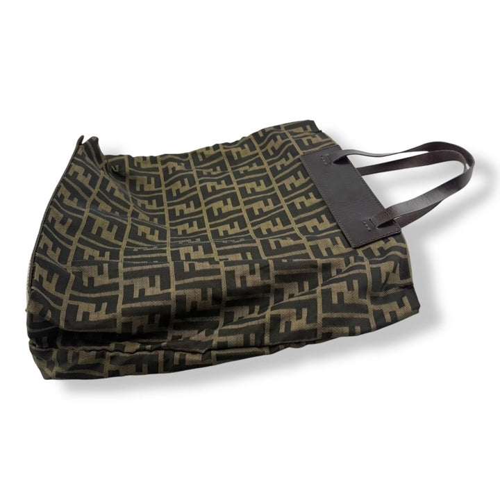 Fendi FF Monogram Zucca Brown Shoulder Tote Handbag - Lux Central