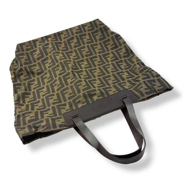 Fendi FF Monogram Zucca Brown Shoulder Tote Handbag - Lux Central