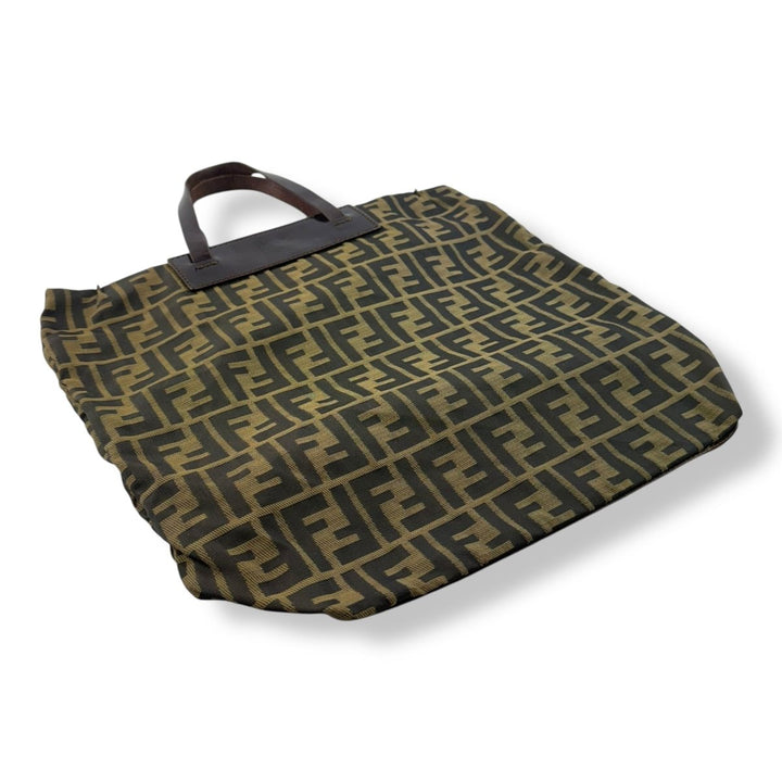 Fendi FF Monogram Zucca Brown Shoulder Tote Handbag - Lux Central