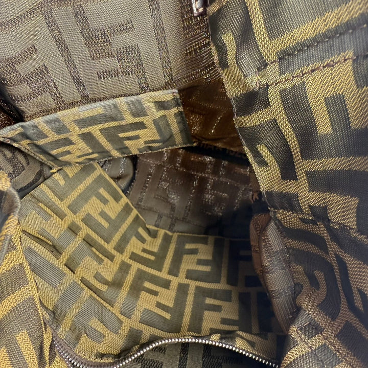 Fendi FF Monogram Zucca Brown Shoulder Tote Handbag - Lux Central