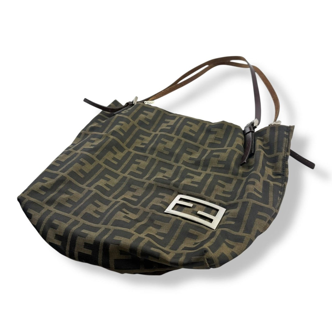 Fendi FF Monogram Zucca Brown Shoulder Tote Handbag - Lux Central