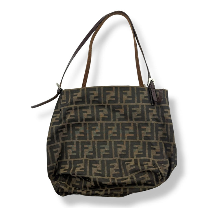 Fendi FF Monogram Zucca Brown Shoulder Tote Handbag - Lux Central