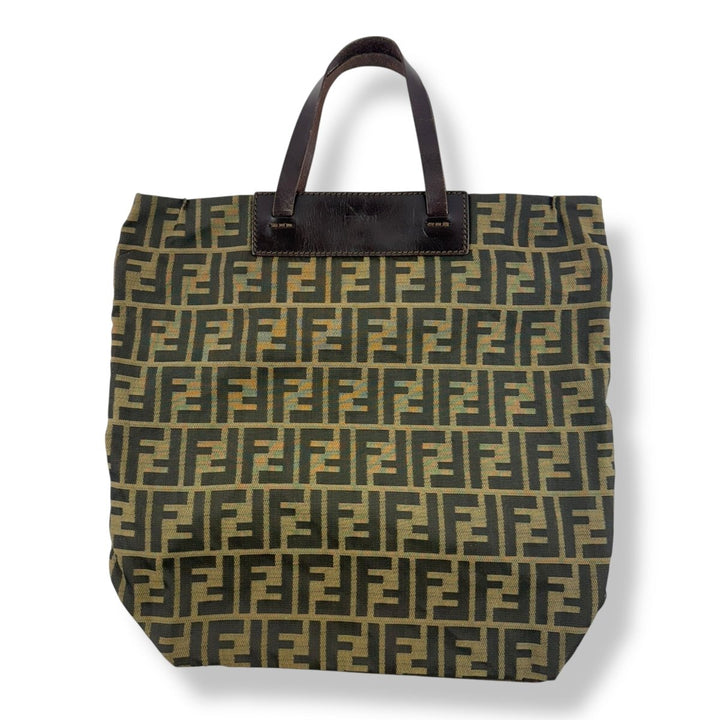 Fendi FF Monogram Zucca Brown Shoulder Tote Handbag - Lux Central