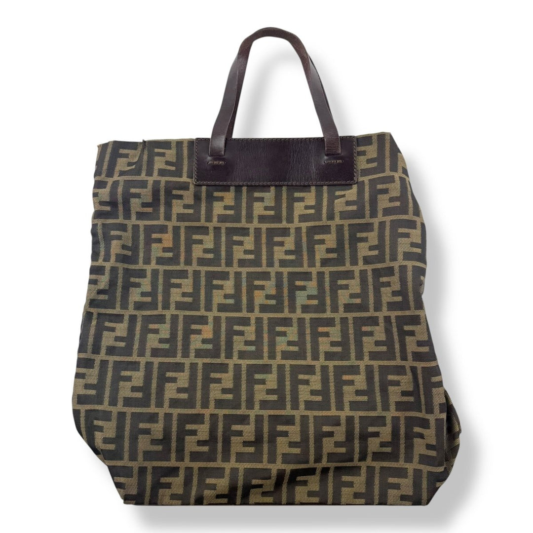 Fendi FF Monogram Zucca Brown Shoulder Tote Handbag - Lux Central