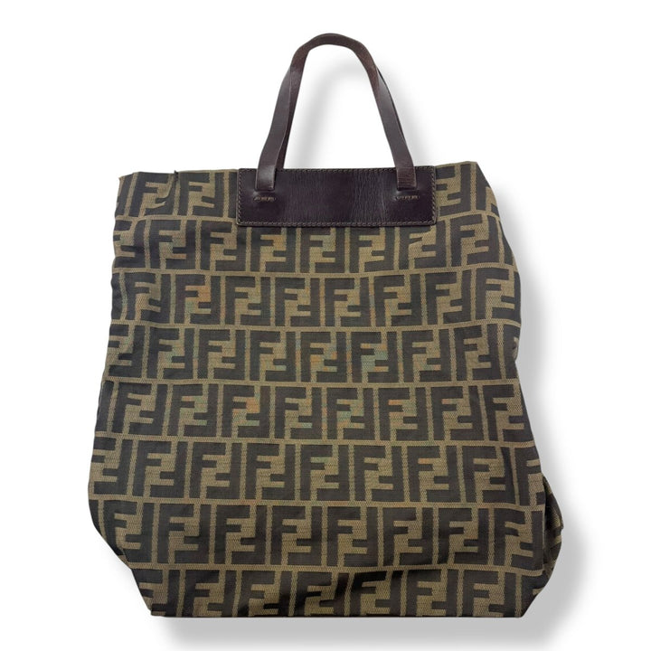 Fendi FF Monogram Zucca Brown Shoulder Tote Handbag - Lux Central