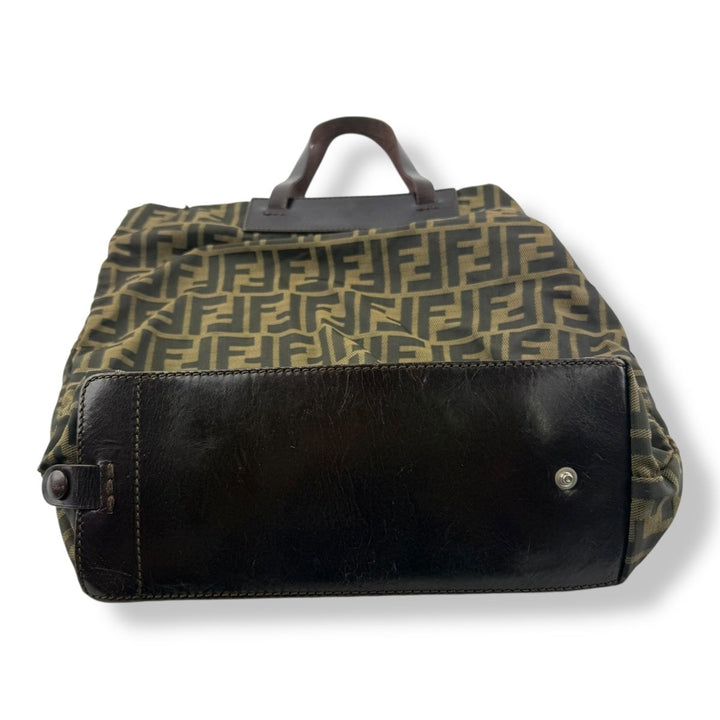 Fendi FF Monogram Zucca Brown Shoulder Tote Handbag - Lux Central