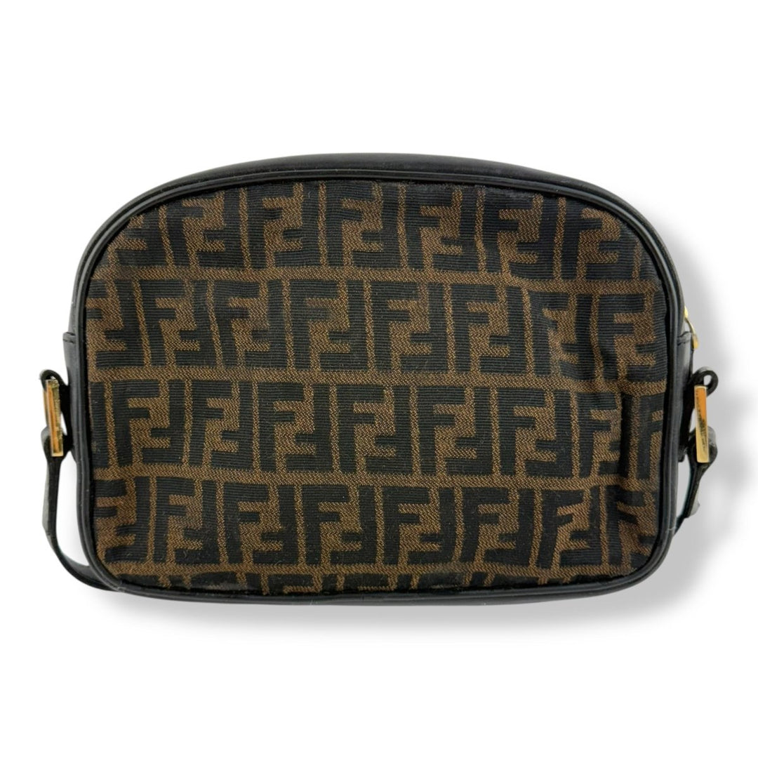 Fendi FF Monogram Zucca Canvas Black/Brown Crossbody Handbag - Lux Central