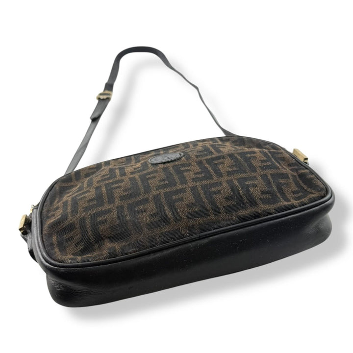 Fendi FF Monogram Zucca Canvas Black/Brown Crossbody Handbag - Lux Central