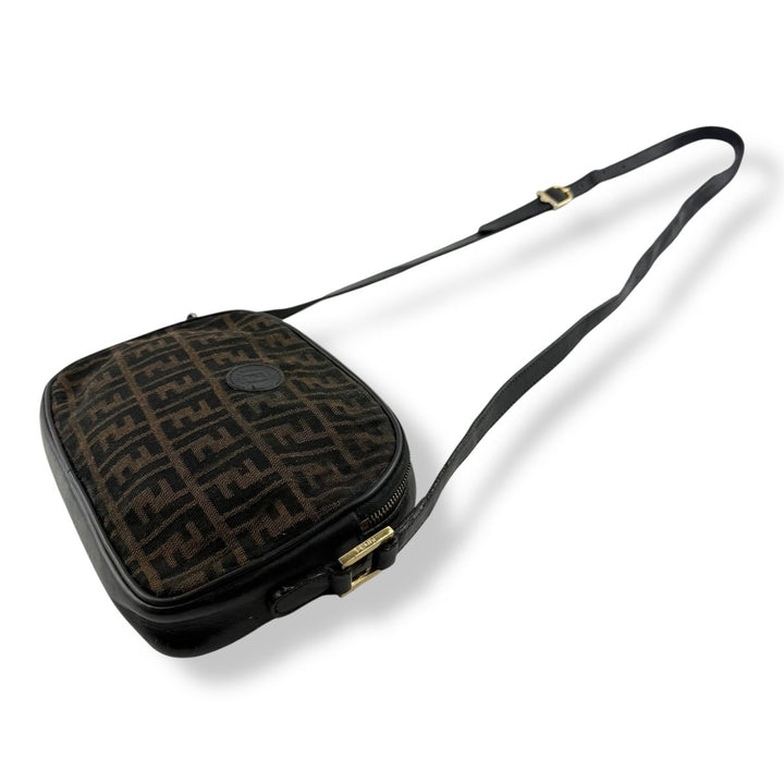 Fendi FF Monogram Zucca Canvas Black/Brown Crossbody Handbag - Lux Central